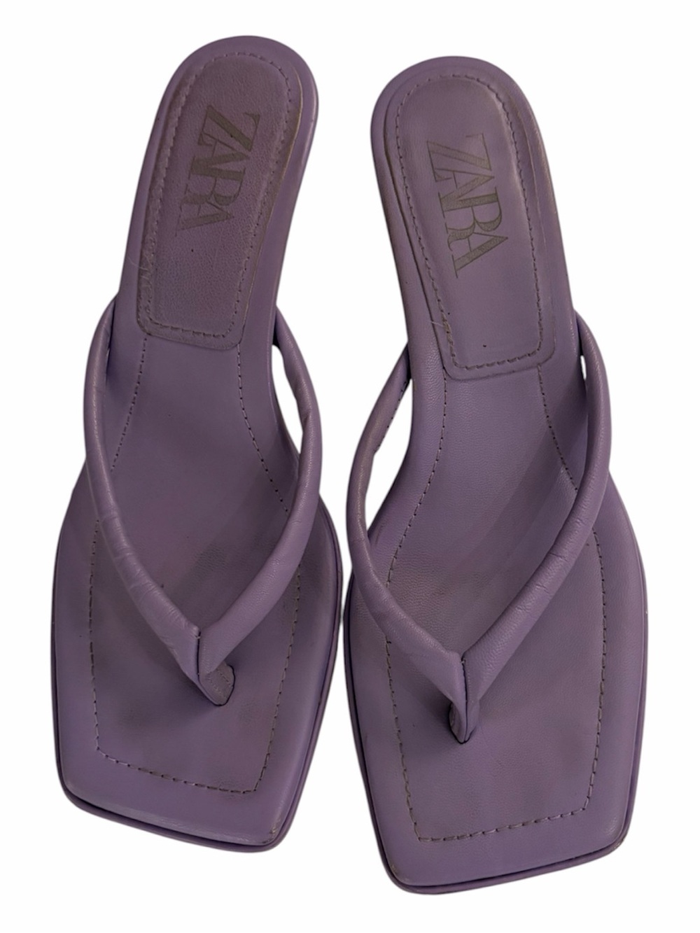 ZARA Lavender Square-Toe Thong Sandals